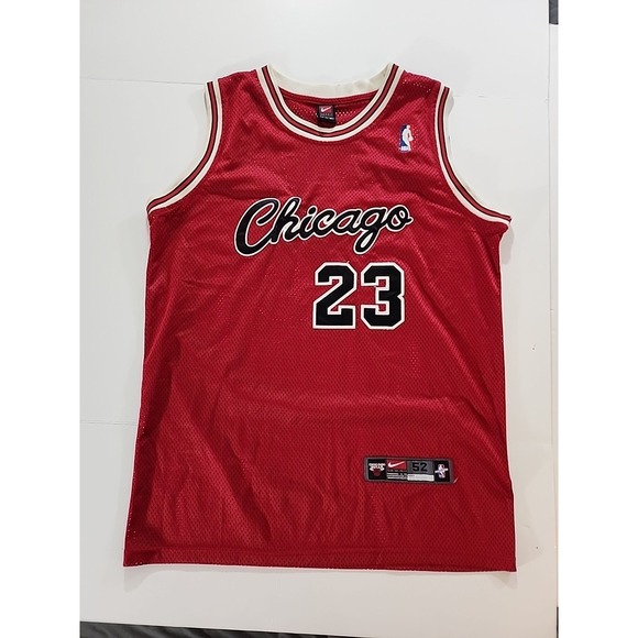 VINTAGE Nike Michael Jordan #23 Chicago Bulls AUTHENTIC Red NBA Jersey 52 XXL